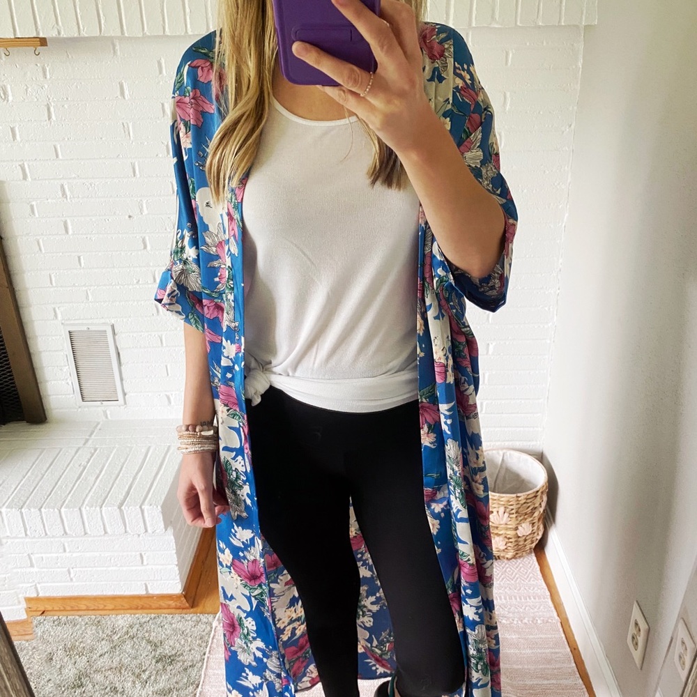 Easel Floral Maxi Kimono